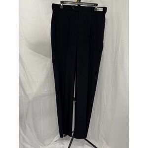 HIGGINS Classic‎ PLEATED Black PANTS SIZE 34R UNHEMMED EXPANDER WAIST